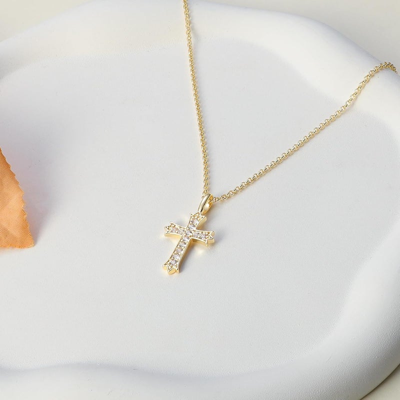 VIROMY Gold Cross Necklace for Women 14K Gold Plated Cute Sidways Cross Pendant Choker Necklaces Simple Trendy Everyday Jewelry for Women - Image 5